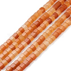 Natural Red Aventurine Beads Strands, Cube, 4x4x4mm, Hole: 1.2mm, about 95pcs/strand, 15.16''(38.5cm)