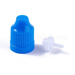 Flaschenverschlüsse aus Kunststoff, mit Tropfenkopf, Verdeck blau, 27x20 mm und 17x11.5 mm