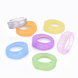 Chunky Transparent Acrylic Finger Rings for Teen Girl Women, Mixed Color, US Size 7 1/2(17.7mm)