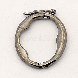 Messing-Schnallen Shortener, twister Spangen, ovalen Ring, Metallgrau, 21x18x2 mm