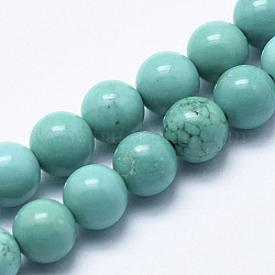 Brins de perles de magnésite naturelle, teints et chauffée, ronde, dark cyan, 8mm, Trou: 1mm, Environ 48 pcs/chapelet, 15.7 pouce (40 cm)