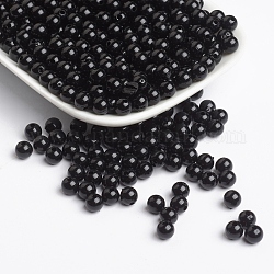 Opaque Acrylic Beads, Round, Black, Size: about 6mm in diameter, hole: 1mm, about 4000pcs/500g