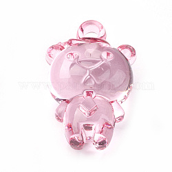 Pendentifs en acrylique transparent , ours, perle rose, 36.5x23.5x17mm, Trou: 3.5mm, environ 75 pcs/500 g