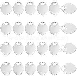 DICOSMETIC 40Pcs Stainless Steel Jewelry Making Charms Heart Shape Flat Blank Stamping Tag Pendants for Necklace Bracelet Jewelry Making, Hole: 7x4mm