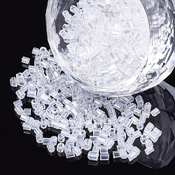 Zwei geschnittenen Glasperlen, transparenten Farben lustlos, Rundloch, Hexagon, Transparent, 1.5~2x2 mm, Bohrung: 1 mm, ca. 450 g / Beutel