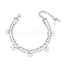Bracelets en argent sterling plaqué rhodium shegrace 925, bracelet multi-brins, avec tampon s925, silhouette d'animal, platine, 6-1/4 pouce (160 mm)
