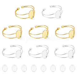 Unicraftale DIY Oval Blank Dome Open Bangle Making Kit, Including Alloy Double Wire Cuff Bangle Makings, Glass Cabochons, Platinum & Golden, 16Pcs/box