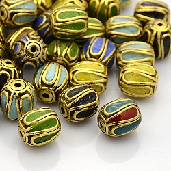 Handmade Indonesia Beads, with Alloy Cores, Oval, Mixed Color, 13x11mm, Hole: 2mm