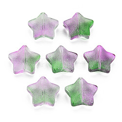 Perles de verre peintes par pulvérisation transparentes deux tons, étoiles du nord, orchidée, 12.5x13x5mm, Trou: 1mm