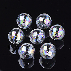 Handgemachten durchgebrannten Glaskugel-Perlen, ab Farbe plattiert, Runde, klar ab, 18x17~17.5 mm, Bohrung: 2~2.5 mm