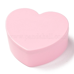 Herz-Schmuckkästchen aus Kunststoff, doppellagig mit Abdeckung und Spiegel, rosa, 12.2x13.3x5.55 cm, 4 Fächer / box