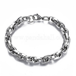 201 pulsera de cadena de cuerda de acero inoxidable para hombres y mujeres., color acero inoxidable, 9-1/8 pulgada (23 cm)