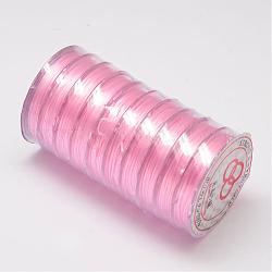 Flache elastische Kristallschnur, elastischer Perlenfaden, für Stretcharmbandherstellung, Perle rosa, 0.8 mm, ca. 10.93 Yard (10m)/Rolle