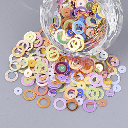 Accessori dell'ornamento, paillette / paillettes in plastica pvc, anello tondo e tondo piatto, colore misto, 4~6.5x0.4mm, Foro: 1 mm e 4 mm