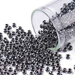 Toho perles de rocaille rondes, Perles de rocaille japonais, (344) couleur intérieure cristal / noir, 8/0, 3mm, Trou: 1mm, environ 10000 pcs / livre