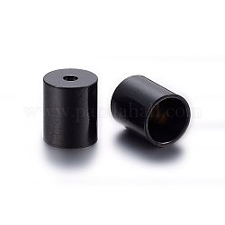 Embouts pour cordon en 304 acier inoxydable, embouts, colonne, électrophorèse noir, 7x6mm, Trou: 1.5mm, diamètre intérieur: 5 mm