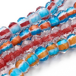 Handmade Lampwork Beads Strands, Faceted, Rondelle, Mixed Color, 9~10x6~7mm, Hole: 0.8~3mm, about 57pcs/strand, 14.9 inch(38cm)