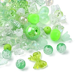 Perle acriliche opache e trasparenti, forme misto, verde chiaro, 7.5~33x7.5~43.5x4.5~16mm, Foro: 1.2~4 mm, su 50 g / borsa
