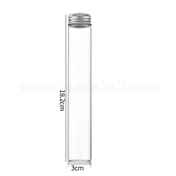 Botellas de vidrio transparente contenedores de abalorios, tubos de almacenamiento de cuentas con tapa de rosca y tapa de aluminio, columna, plata, 3x18 cm, capacidad: 100ml (3.38fl. oz)