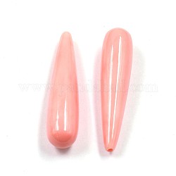 Teardrop Dyed Synthetical Coral Beads, For Half Drilled, Pink, 38x9mm, Hole: 1.1mm
