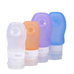 Kreative tragbare Silikon Reisepunkte Flaschensets, mit Saugnapf, zum duschen, Shampoo, Kosmetika, Emulsionslagerung, Mischfarbe, 37 ml / 60 ml, 4 Stück / Set