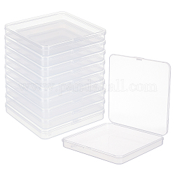 Contenitori di plastica trasparente, custodia quadrata con coperchio incernierato, fumo bianco, 11x11.1x1.5cm