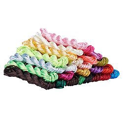 Cordons polyester, corde de satin de rattail, pour la fabrication de bijoux, couleur mixte, 2mm, environ 10 m / paquet, 25 bundles / ensemble