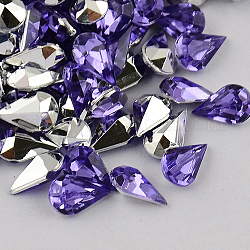 Garment Accessories Pointed Back Taiwan Acrylic Rhinestone Cabochons, Faceted Teardrop, Blue Violet, 12x7x4.5mm