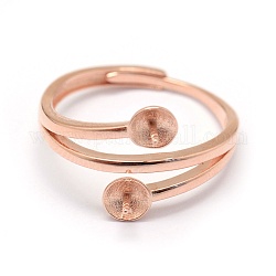 Componentes del anillo de dedo de plata 925 esterlina, por medio perforó abalorios, oro rosa, tamaño de 7, 17mm, Bandeja: 4 mm, pin: 0.7~1 mm
