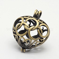 Подвесные сердечники, для ожерелья, без свинца и без кадмия, античная бронза, 29x24x17 мм, отверстие : 4x2 мм, внутренний: 17x21 mm