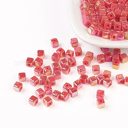 Umweltfreundliche Polystyrol-Acrylperlen, AB Farbe, Würfel, indian red, 4x4 mm, Bohrung: 1 mm, ca. 8000 Stk. / 500 g