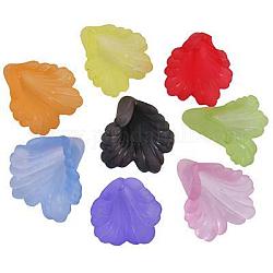 Transparentes abalorios de la flor de acrílico, esmerilado, teñido, color mezclado, aproximamente 12 mm de ancho, 12 mm de largo, 1.8 mm de espesor, agujero: 1.5 mm