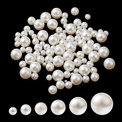300pcs 6 tamaños de perlas redondas de perlas de imitación de plástico abs, no hay abalorios de agujero, crema, 2~8mm, sobre 50pcs / style