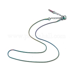 Placage ionique (ip) 304 collier de chaîne de serpent rond en acier inoxydable pour hommes femmes, couleur arc en ciel, 15.83 pouce (40.2 cm)