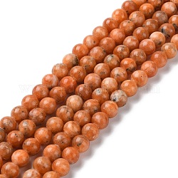 Натуральные оранжевые кальцитовые шарики, круглые, 8~8.5 мм, отверстие : 1 мм, около 48 шт / нитка, 15.16~15.35 дюйм (38.5~39 см)