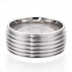 201 ajuste de anillo de dedo ranurado de acero inoxidable, núcleo de anillo en blanco para esmalte, color acero inoxidable, 8mm, tamaño de 6, diámetro interior: 16 mm