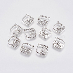 Ottone micro spianare fascino zirconi, rombi con la bolla, Vero platino placcato, 17x14.5x2mm, Foro: 1 mm