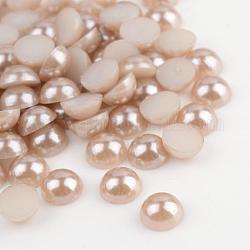 Abs Kunststoff Cabochons, Nachahmung Perlen, Halbrund, Bräune, 10x5 mm, ca. 2000 Stk. / Beutel