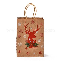 Weihnachtsthema rechteckige papiertüten, mit Griffen, für Geschenktüten und Einkaufstüten, Hirsch, Tasche: 8x15x21cm, Falte: 210x150x2mm