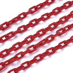 Cadenas de cable de plástico abs, oval, rojo, 13.5~14x8x2mm, 14.9 pulgada ~ 15.35 pulgadas (38~39 cm) / hebra