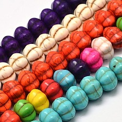 Tinti turchese sintetico fili di perle, zucca, colore misto, 12x8mm, Foro: 1 mm, circa 868pcs/1000g