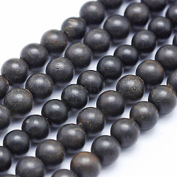Fili di perle di legno di ebano naturale, tondo, tinto, 10mm, Foro: 1 mm, circa 39pcs/filo, 15.55 pollice (39.5 cm)