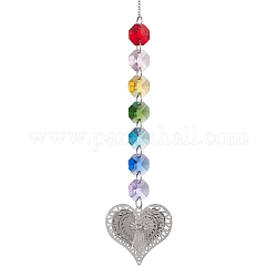 Ornements suspendus en perles octogonales en verre, charme en laiton pour la décoration extérieure de la maison, cœur, 275mm