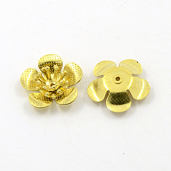 Brass Beads, Flower, Unplated, Nickel Free 18x5mm, Hole: 1mm