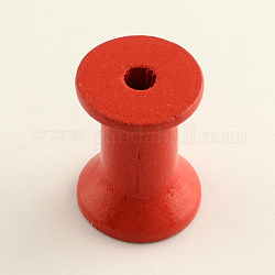 Dyed Wooden Empty Spools for Wire, Thread Bobbins, Red, 29x22mm, Hole: 6mm