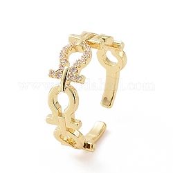 Прозрачное кубическое циркониевое полое открытое кольцо-манжета, украшения из латуни для женщин, золотые, внутренний диаметр: 18.4 мм