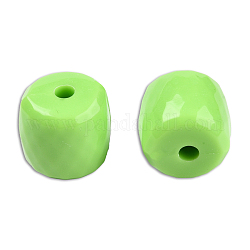 Perles acryliques opaques, facette, baril, vert clair, 13x13mm, Trou: 2.7~2.8mm, environ 290 pcs/500 g
