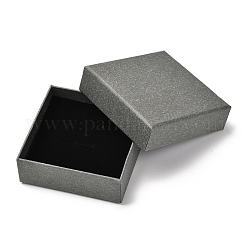 Boîte en papier carrée, couvercle à pression, avec un tapis d'éponge, Boîte à bijoux, grises , 11.2x11.2x3.9 cm, Taille intérieure: 103x103 mm