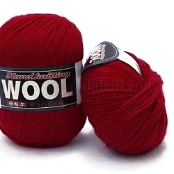 Polyester & Wool Yarn for Sweater Hat, 4-Strands Wool Threads for Knitting Crochet Supplies, Crimson, about 100g/roll
