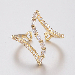 Micro ottone spianare anelli zirconi, anelli gemelli, anelli aperti, formato 6, oro, 16mm